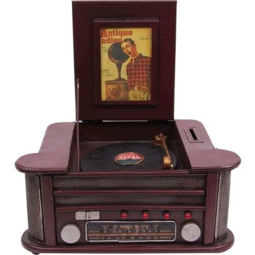 Photo Frame Turntables Metal Decor Piggy Bank Vintage Decorative Gift Trinket Miniature Nostalgic Handmade Hand Painted Quality