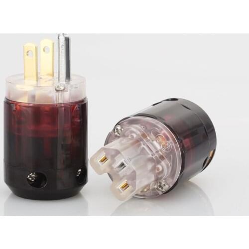 Hifi 1Xpair US Gold Plated C-079 IEC + P-079 Gold-Plated US Plug+IEC Female Connector