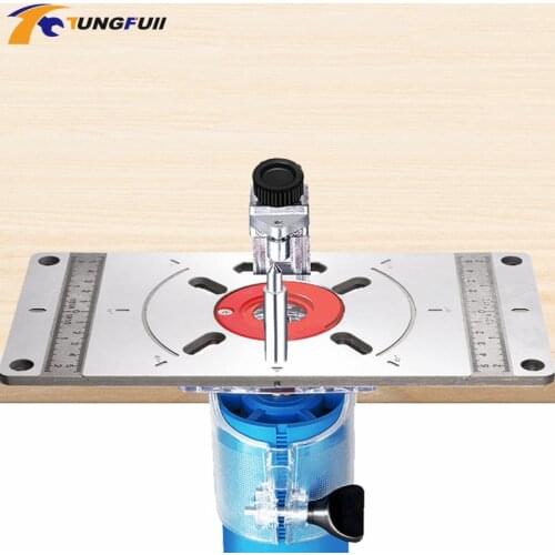 Trimming Machine Flip Plate Woodworking router table insert plate Aluminum Silver Board for Slotting Wood Milling Guide