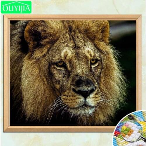 OUYIJIA Fierce Lion 5D DIY Diamond Painting Full Square Diamond Embroidery Picture Of Rhinestone Mosaic Handwork Painting