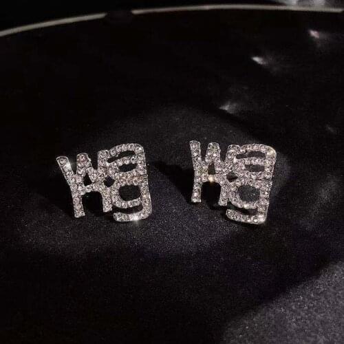 Letter wang atmosphere earrings cool Korea 2021 new trend simple personality fashion ins net red ear jewelry