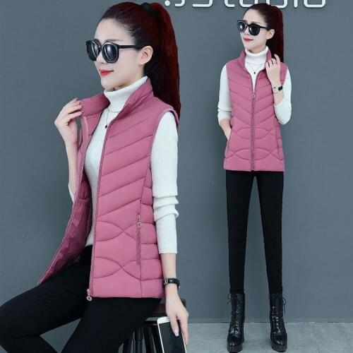 Jacket Vest Down Cotton Vest Womens Short Autumn Winter Jackets Vest Cotton-Padded Coat Chaleco Mujer Fashion 2021 Home Coats