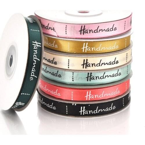 25yards 1cm Handmade Printed Ribbon for Gift Packaging Belt Bow Craft Wedding Decor Party DIY Decoration Christmas Sewing Fabric