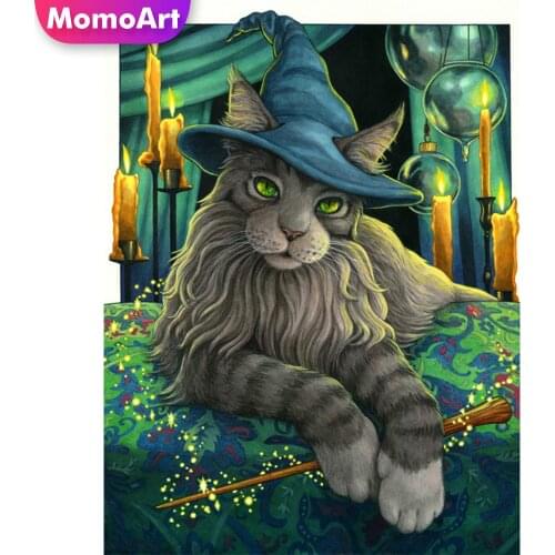 MomoArt 5D DIY Diamond Mosaic Halloween Sale Diamond Painting Cat Animal Cross Stitch Embroidery Full Square Round Wall Decor