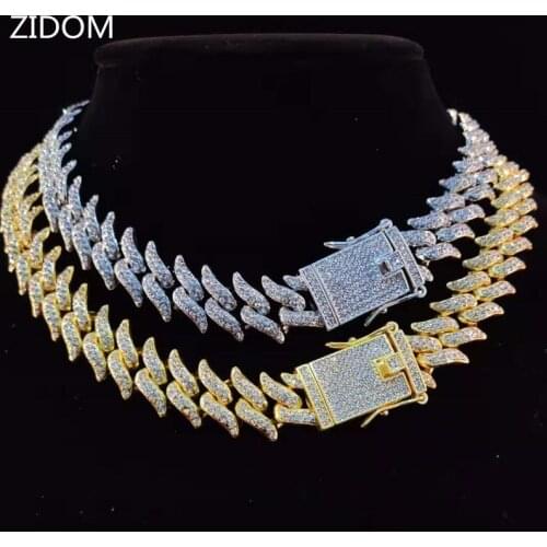 Men Hip Hop Chain Necklace 20mm Thorn Shape Chains Iced Out Bling Necklace Male Fashion HipHop Jewelry For Birthday Gift