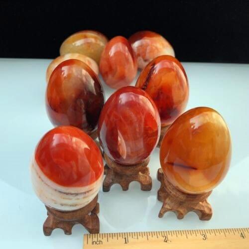 Natural carnelian jasper egg quartz crystal healing +stand