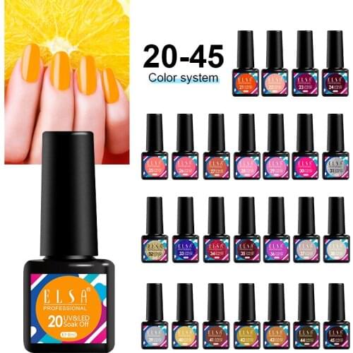ELSA Semi-Permanent Nail Art Gel Paint Gift Box Nail Polish Set 45 Pieces/Set 8ml Soaking UV LED Pure Color Nail Polish Set