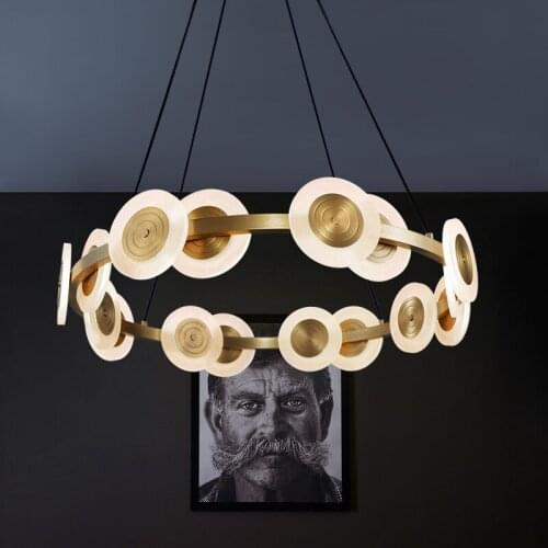 Post-modern copper lamp light luxury chandelier round Nordic style lighting creative living room lamp simple restaurant lamp bar