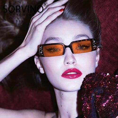 Diamond Rectangle Small Frame Luxury Sunglasses Women Men Fashion UV400 Vintage Mirror Half Frame Metal Glasses