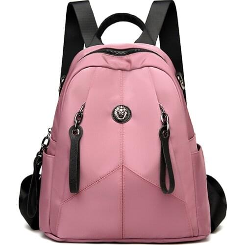 2021 Fashion Women Backpack Lion Badge Multi-Pocket Knapsack High Capacity Oxford Cloth Lady Stylish Animal Backpack Rucksacks