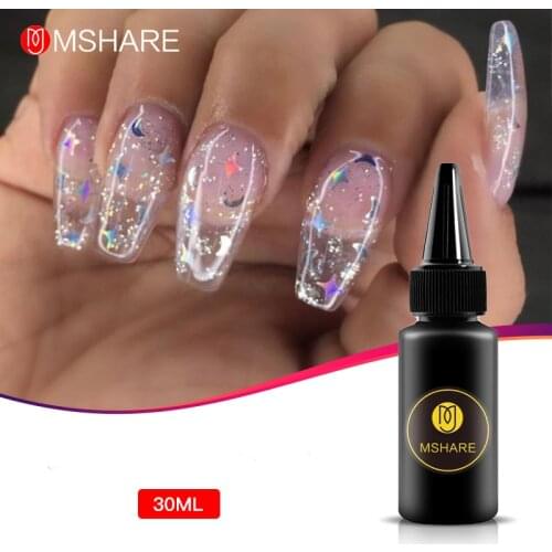 MSHARE Self Leveling Builder Gel Nails Extension Thick Quick Building Clear Milky White Nail Tips Forms Led UV Gel Soak Off 30ml
