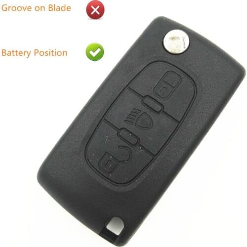 3 Buttons Car Cover Replacement Flip Key Case Blank Shell Light Button For Peugeot Key 307 407 207 With Battery Place No Groove