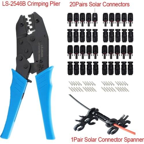 Solar Crimping Tools for 2.5-6.0mm² Solar Panel PV Cable 20pair Male Female Solar Panel Cable Connectors Solar Connector Spanner