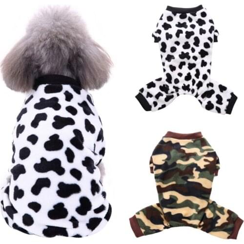 Pet Dog Warm Pajamas for Winter Puppy Camouflage and Cow Pattern Coats Four Foot Fleece Pet Clothes Costume Pet Cloth Supplies