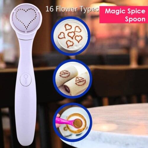 Coffee Stencils Coffee Cake Printing Spoon 16 Kinds Of Patterns Electric Portable Printing Machine Spice Spoon для кухни