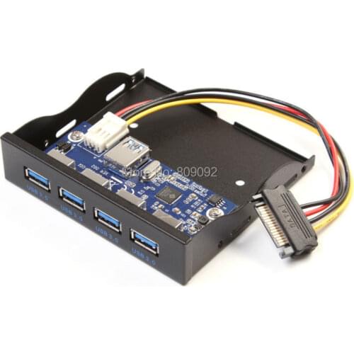 High speed 19/20Pin 4-Port USB 3.0 Internal HUB For 3.5" PC Floppy Front Panel Bay Aluminum