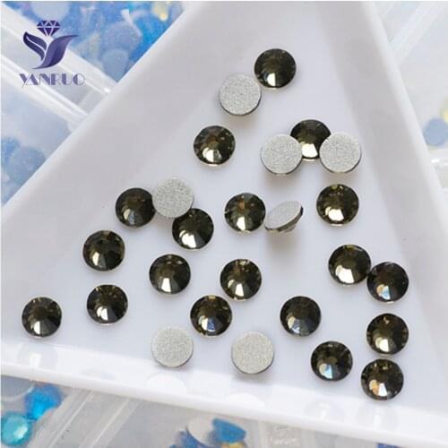 YANRUO 2028NoHF All Sizes Black Diamond Crystal Strass Flatback Nail Art Glue On Non Hotfix Rhinestones For Clothing