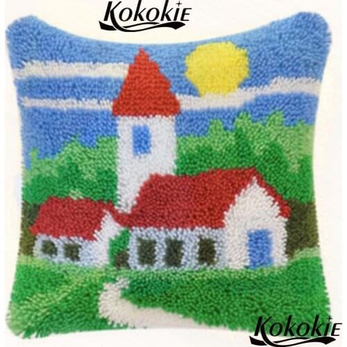 Latch hook rug making kits diy cushion embroidery yarn handmade cross stitch kits embroidery needlework sets embriodered mats