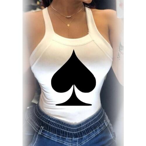 Women Elegant Backless Poker Spades Q Print Blouse Shirt 2020 Summer Sexy Sleeveless Bowknot Top Ladies New Fashion Straps Blusa