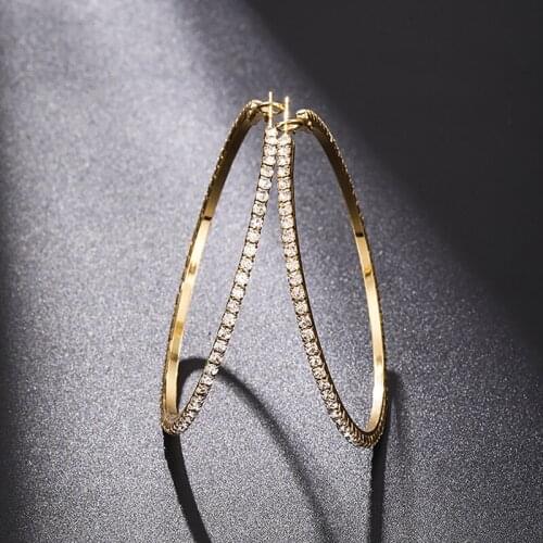 Women Large Circle Earrings Hoop Earrings Rhinestone Earrings All Match Piercing Earrings Ear Hoops Round Hoop Earrings Jewelry