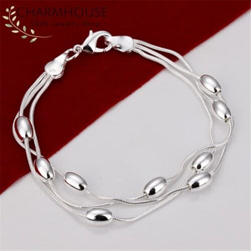 Silver 925 Bracelets for Women Cute Beads Chains Bracelet & Bangles Pulseira Femme Wristband Romantic Jewelry Birthday Gifts