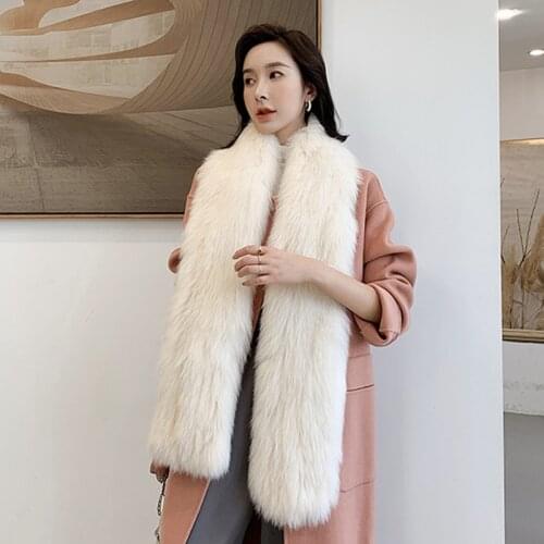 Womens Real Silver Fox Fur Scarf Ladys Long Knitted Fur Muffler Winter Warm Genuine Fur High Quality S7725