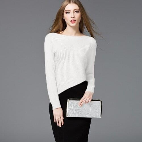 White sweater women knitted sweaters woman oversized long fashion 2019 spring autumn plus large size slim Irregular Thick