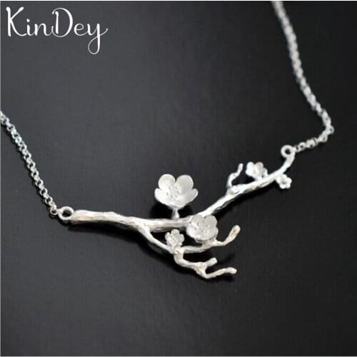 Kindey Fashion Real Silver Color Big Flower Choker Necklaces for Women Statement Jewelry Girls Christmas Gift