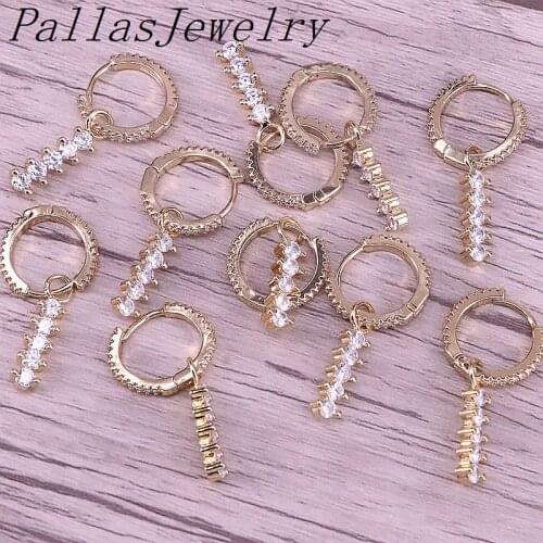 10Pairs Clear CZ Micro Pave Charm Earring Fashion Gold color simple Cubic Zirconia earrings