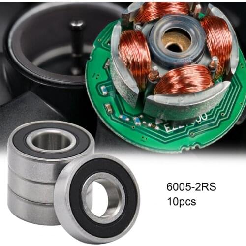 10Pcs/Set 6005-2RS Specialized Bearing Single Row Rolling Element Accessories Deep Groove Ball Kit for Construction Machinery