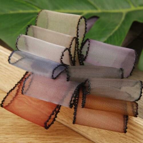 10yards Stain Organza Ribbon DIY Hair Accessories Clothing Material Box Bouquet Packaging Black Edge Lace Ribbons