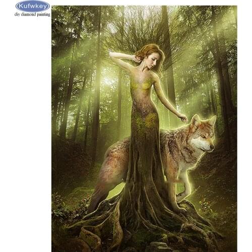 5D Diamond Painting Forest beauty wolf Diamond Mosaic Full Square/Round Diamond Embroidery Cross Stitch Picture Rhinestone