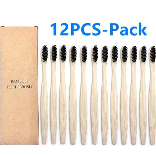 12/10PCS Bamboo Toothbrushes Soft Bristles Eco Friendly cepillo dientes bambu Oral Care Toothbrush clareador de dente