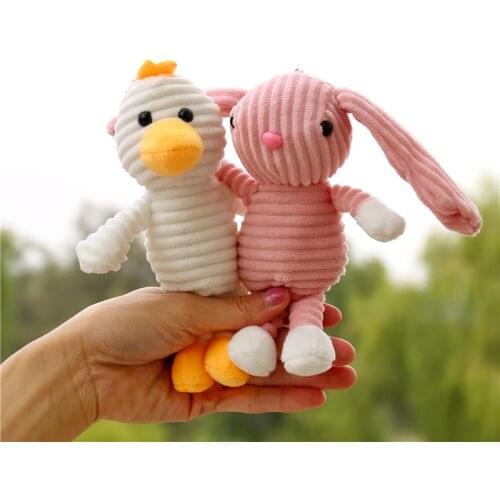 Striped bunny Duck pendant Keychain car Decorate good quality baby toy Soothing doll christmas girl heart funny gift
