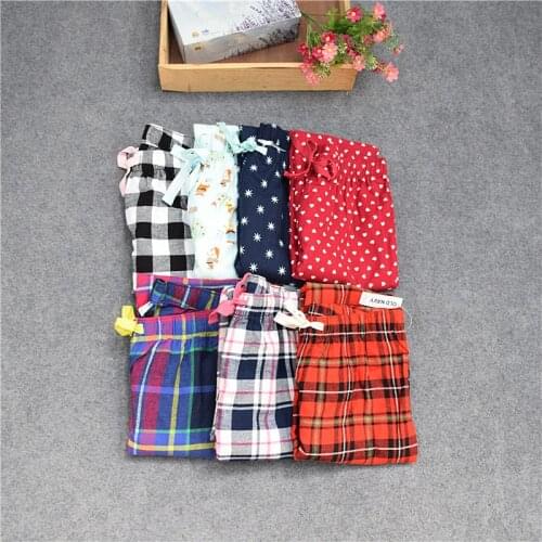 Pants For Women Cotton Woven Velveteen Sanding Pants Plaid Women Lounge Sleep Bottoms Trousers