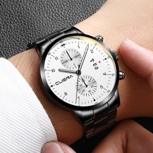 CUENA Mens Watches Sport Quartz Watch Men Top Luxury Brand Casual Fashion Watch Stainless Steel Waterproof Clock reloj hombre