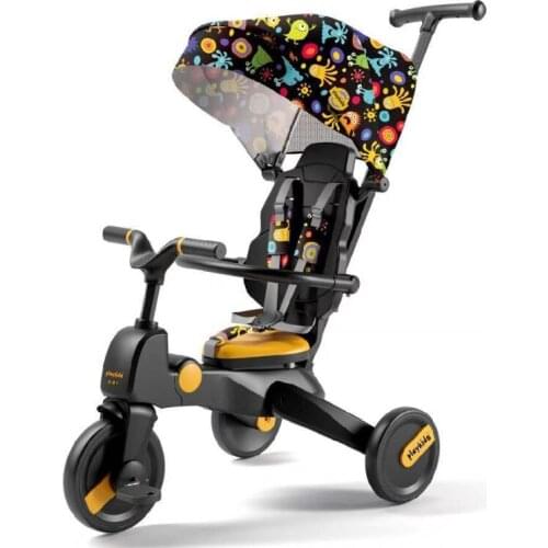Childrens Three-Wheeled Bicycle Foldable Walk the Children Fantstic Product 1-3Years Old Baby Super Lightweight Two-Way Trolley