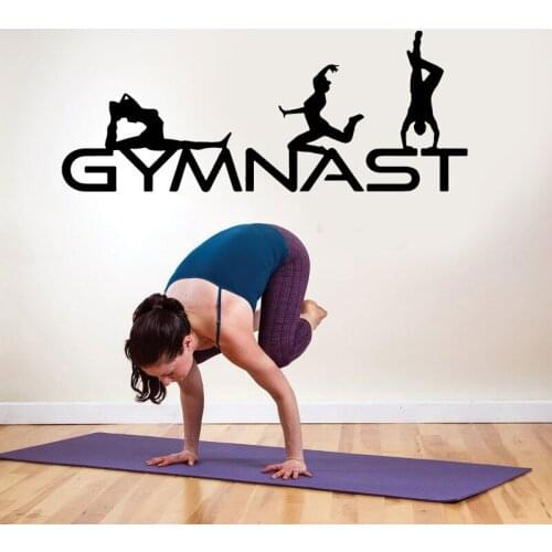 Gymnastics Vinyl Wall Decal Sticker Decor Letters GYMNAST Sports Stickers Wall Graphics 3 Girls Silhouette 337