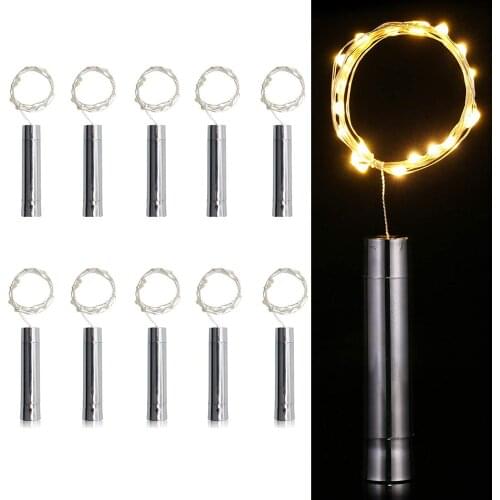 10Pcs/lot LED Wine Bottle Lights 1M 2M Copper Wire String Light Christmas Lmap for Glass Craft Bottle Wedding Pary Decoration