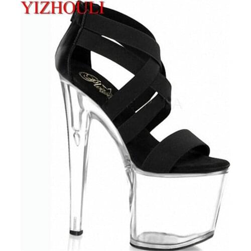 HOT 8 inch Sexy Stiletto High Heels Open Toe Gladiator Sandals Womens Shoes 20cm High-Heeled Crystal Shoes Platform Dance Shoes
