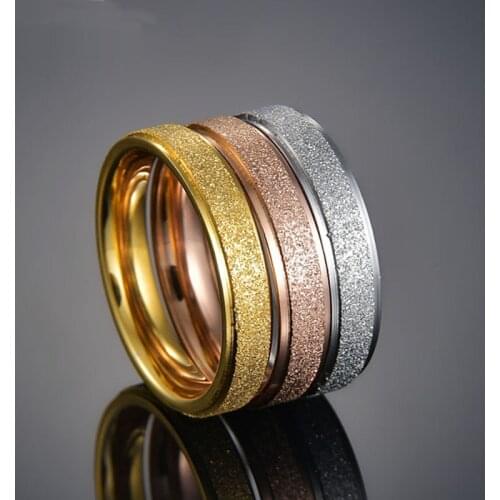 High quality Fashion Simple Scrub Stainless Steel Women 's Rings 2mm Width Rose Gold Color Finger Gift For Girl Jewelry