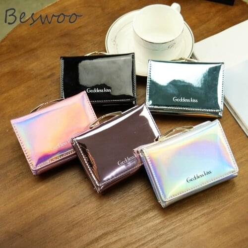 Mini Laser Wallet for Women Solid PU Leather Multi Card Holder New Fashion Coin Wallet Women Luxury Money Purse Female Clutch