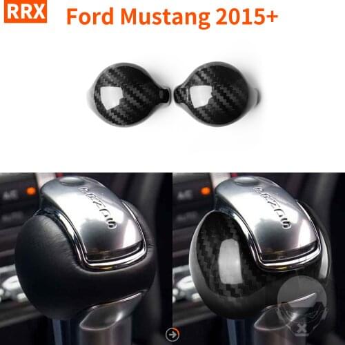 Gear Shift Head Cover Caps Car Modified Accessories Carbon Fiber Sticker For Mustang GT 2015-2020 Gear Shifter Knob Interior