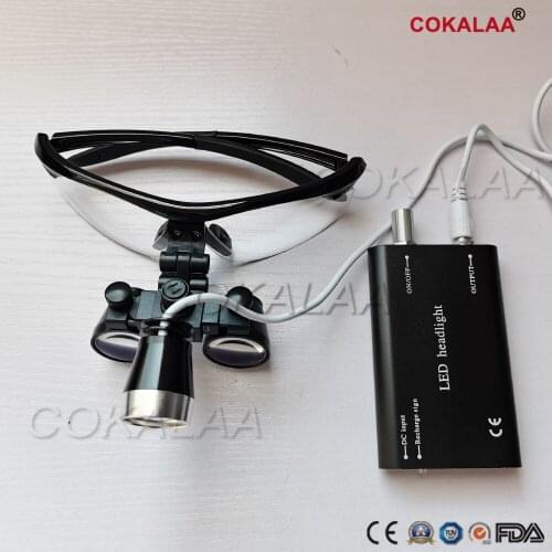 2.5X/3.5X 420MM Dental Binocular Magnifier Surgery Surgical Medical Operation Loupe With Spotlight Head Light