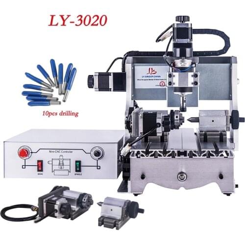 LY Mini 3020 300W CNC Router for DIY Wood carving Drilling and Milling Engraver Machine with free cnc kit knife
