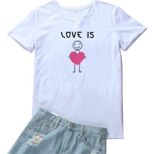 Love Is Heart To You Tshirt Women Cute Cartoon Graphics Women T Shirts Casual Kawaii Clothes Tee Shirt Women Vintage Streetwear