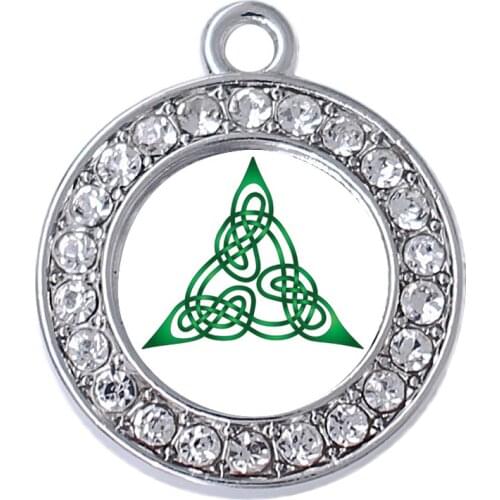 Fashion Religious Symbols Irish Celtic Eternal Knot Enamel Crystal Inlaid Metal Charm Pendant