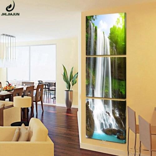 Canvas Modular Painting Cliff Waterfall Wooden Frame Modern HD Print Poster Wall Art For Living Room Decor Picture