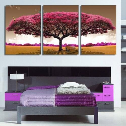Modular Canvas HD Prints Posters Home Decor Wall Art Pictures 5 Pieces Pink Tree Art Scenery Landscape Paintings Framework