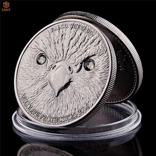 Animal Souvenir Gift Wild Protection Animals Falco Cherrug Plated Antique Silver Commemorative Replica Coin Collectibles